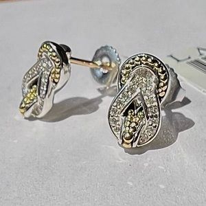 (NEW) LAGOS 18K Yellow Gold & Sterling Silver Newport Knot Diamond Stud earrings